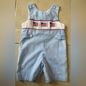 Mom And Me Smocked Romper 18 Months Flag Blue Plaid/ Gingham